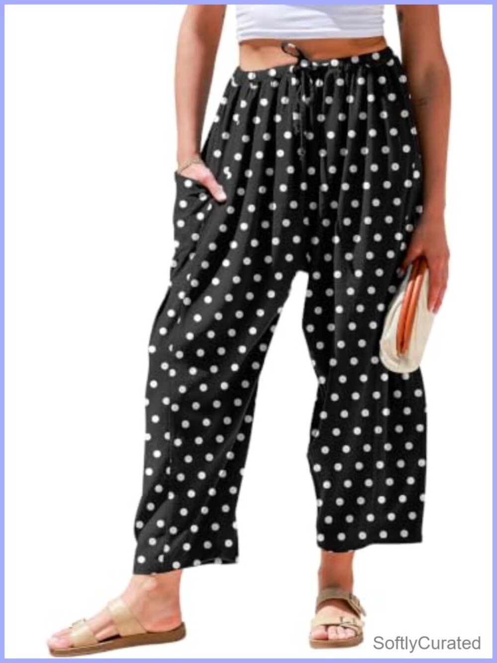 Wide Leg Linen Palazzo Harem Pants with Pockets Drawstring Loose Fit